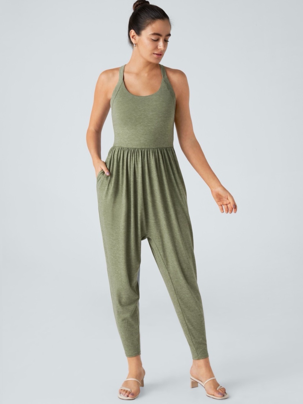 HALARA Olive Green Halter Jumpsuit NWOT